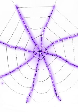 Purple Light-Up Spider Web Halloween Prop | Spider Decorations
