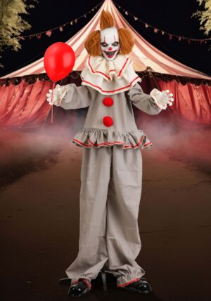 5.5FT Animated Red Cent the Nightmare Clown Decoration - Scream Saver | Halloween Animatronics