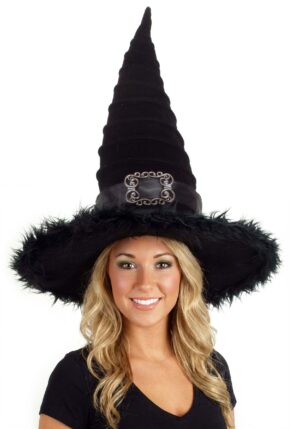 Black Ridged Witch Costume Hat