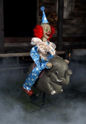 3.5FT Animatronic Rocking Elephant Clown Decoration | Halloween Animatronics