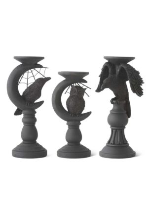 Set of 3 Black Matte Candleholders Decoration | Table Decorations