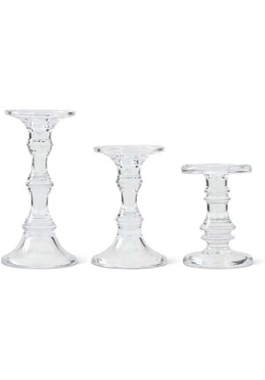 Set of 3 Short Glass Candleholders Decoration | Table Decorations