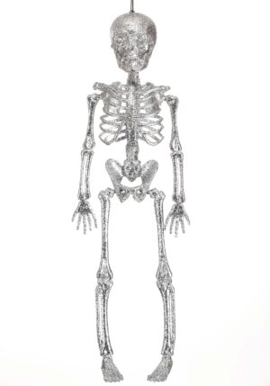 16-Inch Silver Skeleton Glitter Decoration | Mini Skeletons
