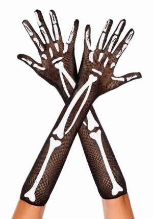 Skeleton Black Fishnet Adult Costume Gloves | Skeleton Gloves