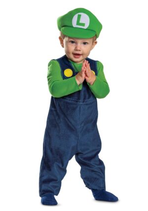 Infant Super Mario Bros Posh Luigi Costume | Video Game Costumes