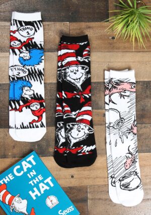 The Cat in the Hat Adult Crew Sock Set for Adults