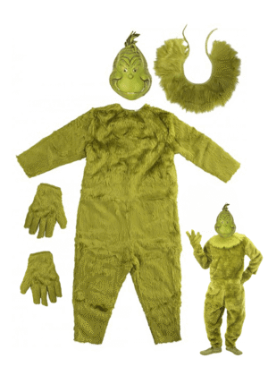 Plus Size Deluxe The Grinch Jumpsuit Costume with Latex Mask | Christmas Costumes