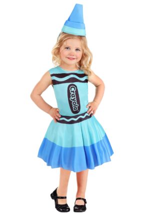 Girl's Blue Crayon Toddler Costume Dress | Exclusive Costumes