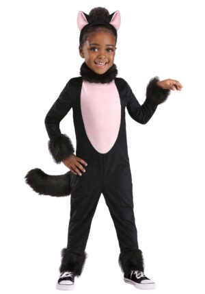 Toddler Girl's Big Tailed Black Cat Costume | Kid's Cat Halloween Costumes