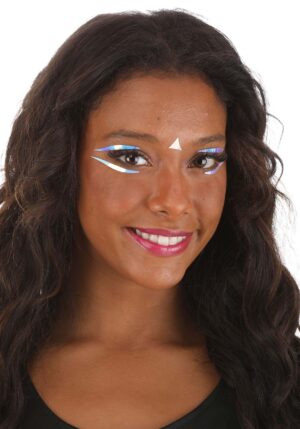 Holographic Vibe Checks Face Decals in Electric Opal | Costume Accessories
