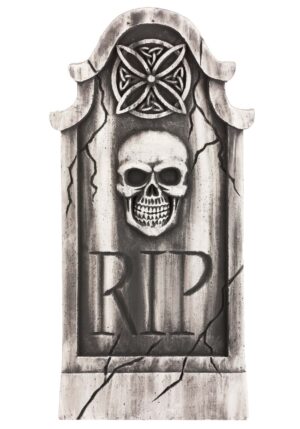 35.5-Inch Weathered Skull Tombstone Prop Decoration | Tombstones