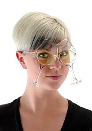 Clear/Yellow Wine Goblet Adult Eyeglasses | Costume Accessories