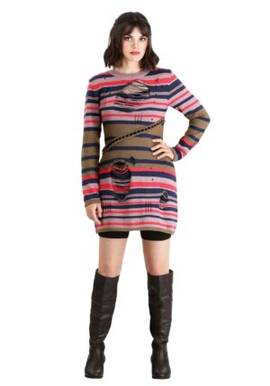 Astrid Striped Distressed Women's Sweater Dress | Movies Costumes