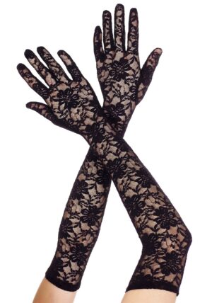 Women's Black Lace Extra Long Gloves | Costume Gloves