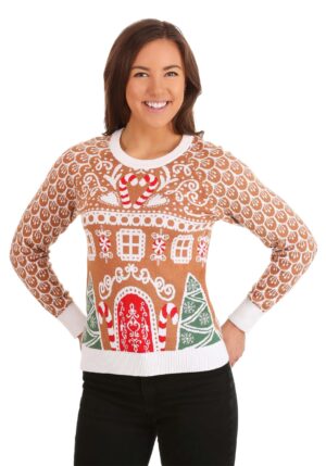 Gingerbread House Ugly Christmas Sweater for Women | Christmas Sweaters