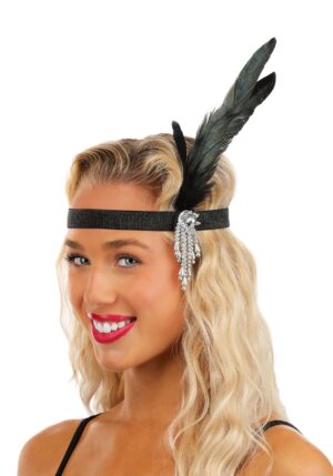 Jeweled Black Costume Flapper Headband for Women | Flapper Accessories
