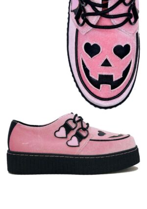 Pink Velvet Jack O' Heart Women's Creeper Shoe | Costume Shoes
