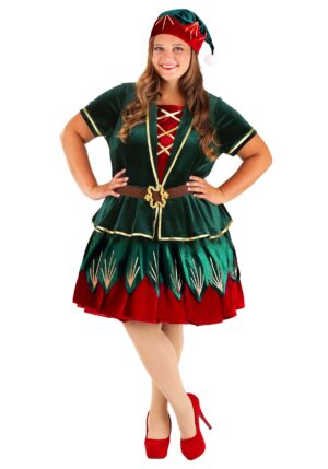 Women's Plus Size Deluxe Holiday Elf Costume