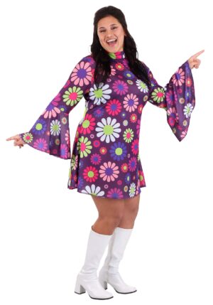 Plus Size Groovy Flower Power Women's Costume | Disco Costumes