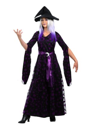 Women's Plus Size Purple Moon Witch Costume
