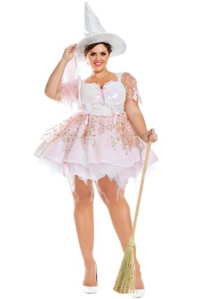Sexy Plus Size White Magic Witch Women's Costume