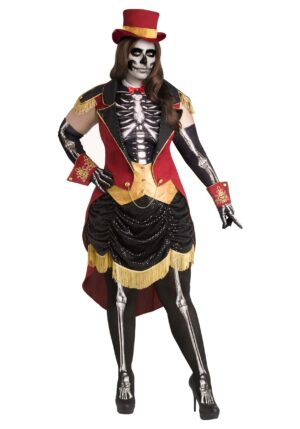 Plus Size Skeleton Ringmistress Women's Costume | Scary Plus Size Costumes