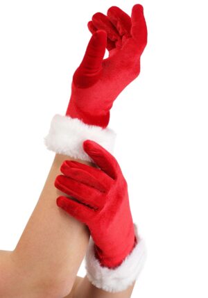 Red Santa Costume Gloves for Women | Santa Accessories