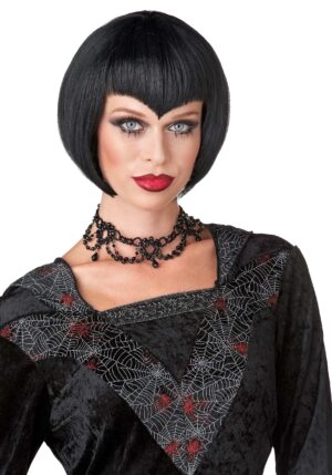 Vampirette V Bang Black Bob Women's Costume Wig | Vampire Accessories