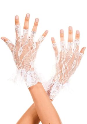 White Lace Cuff Costume Gloves for Women | Costume Gloves